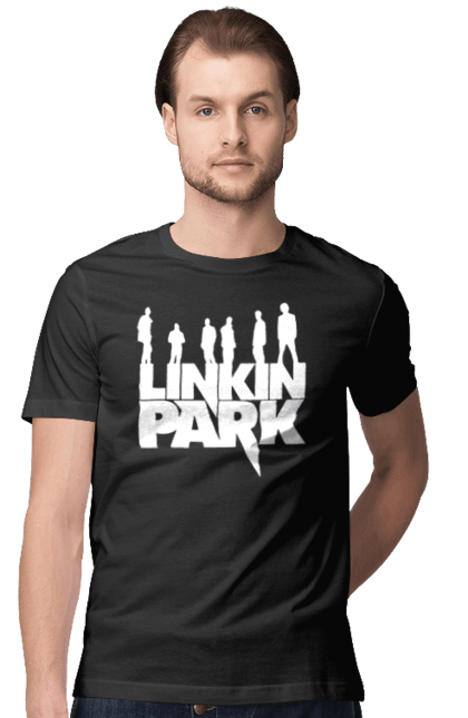 Футболка чоловіча з принтом "Лінкін Парк". Linkin park, lp, альтернативний метал, лінкін парк, музика, ню метал, постер, реп метал, рок, рок група, честер беннингтон. KRUTO.  Магазин популярних футболок