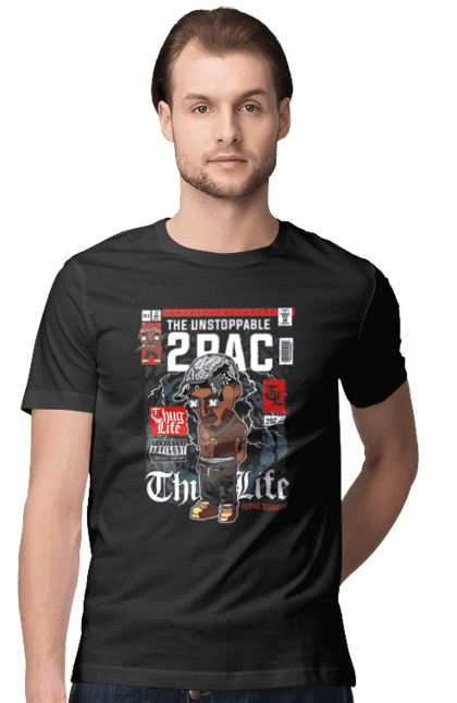 Футболка чоловіча з принтом "Tupac". Vintage, класика репу, пак, реп, тупак, шакур. Funkotee