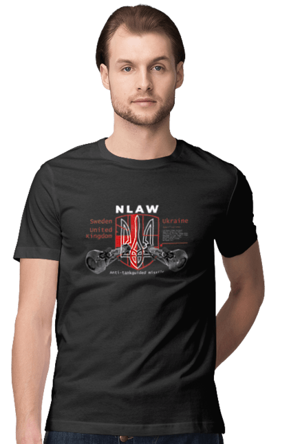 Футболка чоловіча з принтом "NLAW". Caesar, himars, nlaw, patriot, weapon, zaluzhny. CustomPrint.market