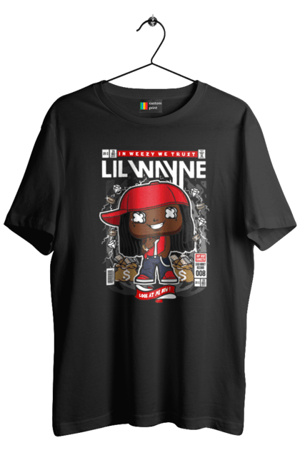 Футболка чоловіча з принтом "Lil Wayne". Lil, вейн, ліл вейн, музика, реп, реп футболка. Funkotee