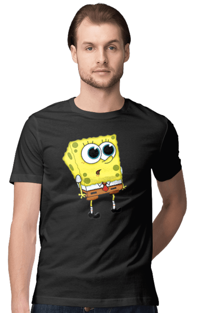 Футболка чоловіча з принтом "Губка Боб". Spongebob, бікіні боттом, губка боб, крабсбургер, мультфільм. futbolka.stylus.ua