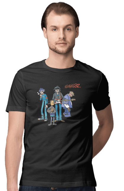Футболка чоловіча з принтом "Gorillaz". Gorillaz, горилаз, горіллаз, група, електроніка, музика, рок, хіп хоп. futbolka.stylus.ua
