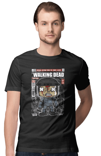 Футболка чоловіча з принтом "Walking Dead (Prison Guard)". В`язниця, зомбі, мертвий, серіал, сторожовий, тюремний охоронець, ходьба, ходячі мерці. Funkotee