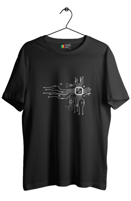 Футболка чоловіча з принтом "Системна плата". It, материнка, плата, робот, схема. CustomPrint.market