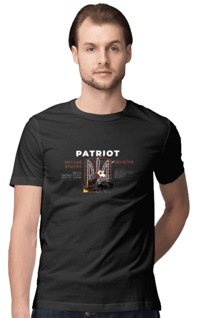Футболка чоловіча з принтом "Patriot". Caesar, himars, patriot, залужний, зброя. CustomPrint.market