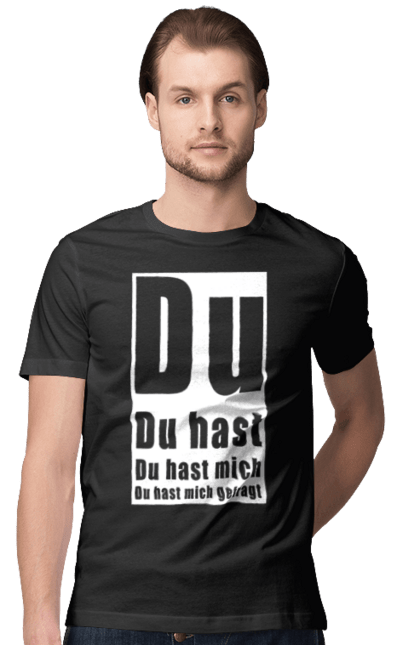 Футболка чоловіча з принтом "Рамштайн Du Hast". Du hast, група, індастріал метал, концерт, ліндеманн, музика, німеччина, панк, пісня, рамштайн, рок, слова, текст, тілль. ART принт на футболках