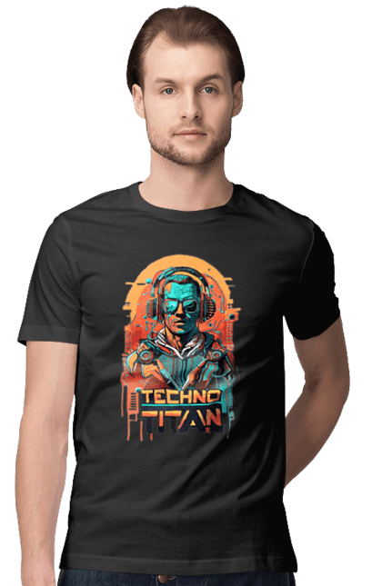 Футболка чоловіча з принтом "Techno Titan". Диджей, клуб, музика, стиль, техно. CustomPrint.market