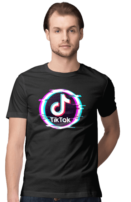 Футболка чоловіча з принтом "Тік Ток". Tik tok, тик ток, тик ток логотип, тикток, тік ток, тікток. CustomPrint.market