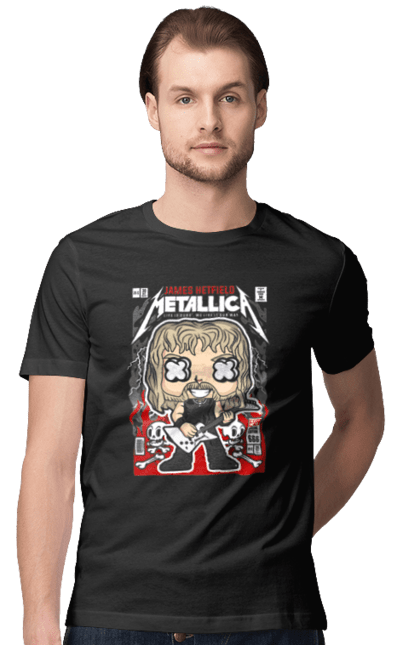 Футболка чоловіча з принтом "James Hetfield Metallica". Джеймс, джеймс хетфілд, метал, металіка, музика, рок, хетфілд. Funkotee