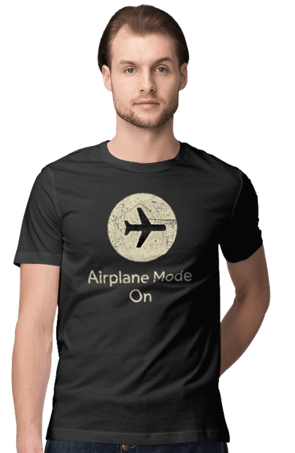 Футболка чоловіча з принтом "Режим польоту". Авіа, відпустка, літак, літо, пілот, подорож, політ, режим польоту. KRUTO.  Магазин популярних футболок