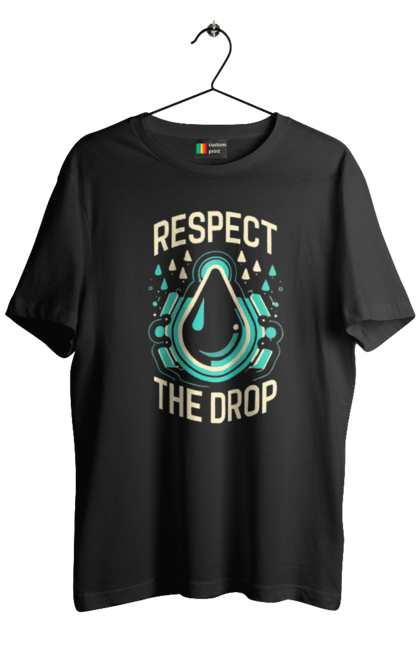 Футболка чоловіча з принтом "Respect the Drop". Диджей, клуб, музика, стиль, техно. CustomPrint.market