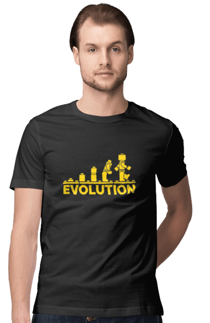 Футболка чоловіча з принтом "Evolution". Кіно, стиль шелдону, телесеріал, теорія великого вибуху, теорія струн, шелдон, юність шелдону. CustomPrint.market