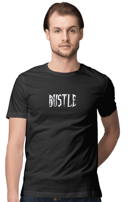 Футболка чоловіча з принтом "BIG BUSTLE". Bustle, text, метушня, нове, рух, текст, тренд. futbolka.stylus.ua