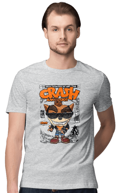 Футболка чоловіча з принтом "Crash Bandicoot". Аварія, бандикут, гра, ігрова приставка, краш бандікут, тварина. Funkotee