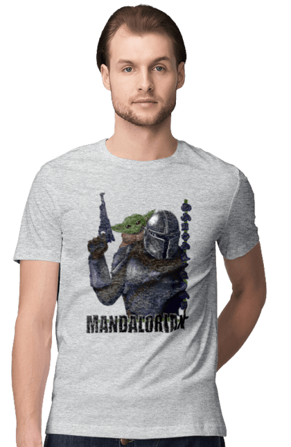Футболка чоловіча з принтом "Мандалорец и грого". Art, грого, грогу, зорянівійни, малий йода, мандалорец, популярні. CustomPrint.market