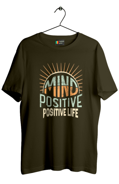 Футболка чоловіча з принтом "Positive Mind, Positive Life". Дизайн, жизнь, мотивація, позитив, стиль. futbolka.stylus.ua