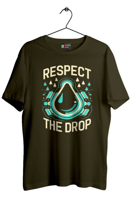 Футболка чоловіча з принтом "Respect the Drop". Діджей, мода, музика, стиль, техно. CustomPrint.market