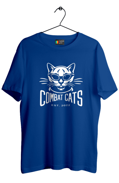Футболка чоловіча з принтом "COMBAT CATS logo 2023". Бойові коти, дизайн, мода, стиль, україна. CustomPrint.market