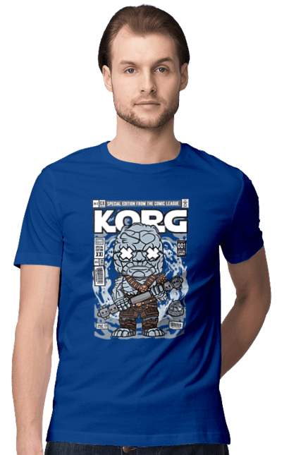 Футболка чоловіча з принтом "Korg Ragnarok". Korg, korg ragnarok, дивуватися, евангерс, комікси, простір, рагнарок, тор. Funkotee