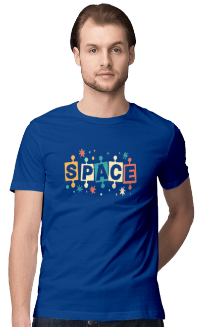 Футболка чоловіча з принтом "SPACE". Дизайн, космос, мода, стиль, тенденція. CustomPrint.market