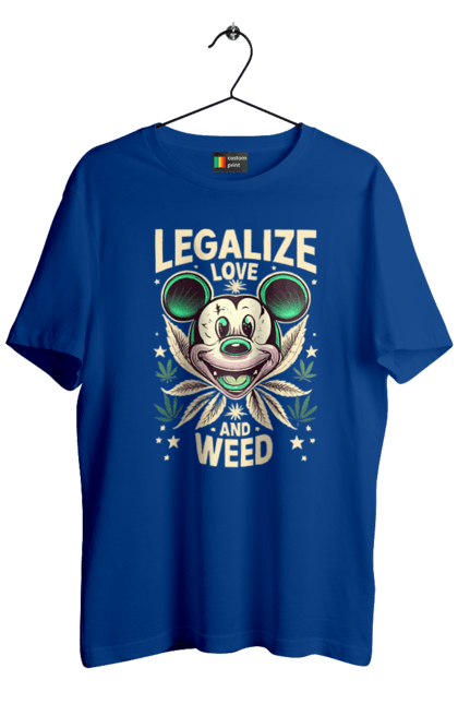 Футболка чоловіча з принтом "Legalize Love and Weed". Дізайн, міккі, мода, приколи, стиль. CustomPrint.market