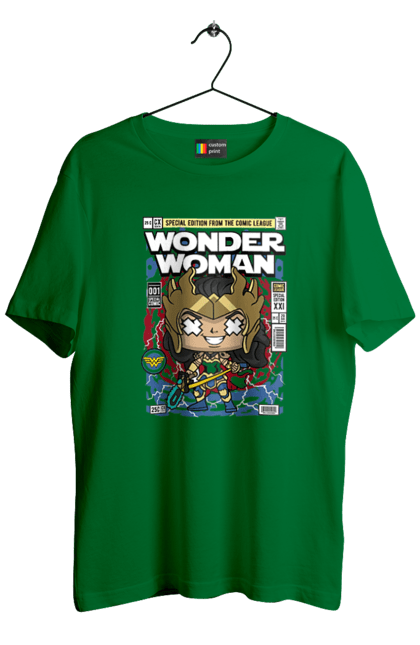 Футболка чоловіча з принтом "Wonder Woman". Womder, герой, жінка, комікси, комікси dc, чудова жінка. Funkotee