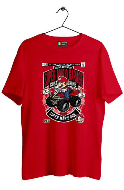 Футболка чоловіча з принтом "Mario Ride". Nintendo, гра, їздити, маріо, маріо їзда. Funkotee
