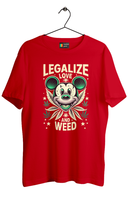 Футболка чоловіча з принтом "Legalize Love and Weed". Дізайн, міккі, мода, приколи, стиль. CustomPrint.market