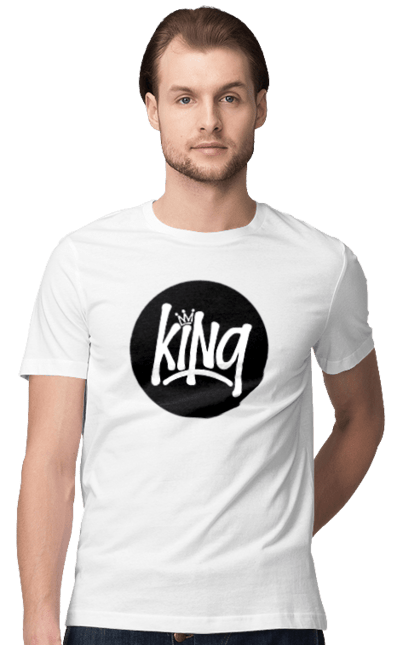 Футболка чоловіча з принтом "Король". Емблема, король, корона, логотип, надпис. CustomPrint.market