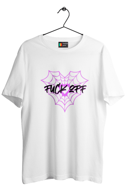 Футболка чоловіча з принтом "Fuck Off Purple". Fuckoff, purple, графіті, напис, павук, павутиння. CustomPrint.market