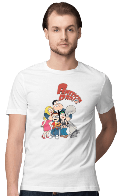 Футболка чоловіча з принтом "Американський татусь". American dad, американский папаша, американський татусь. CustomPrint.market