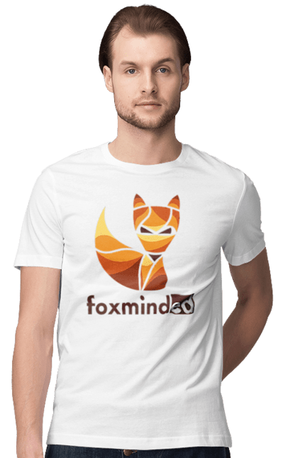 Футболка чоловіча з принтом "Logo FoxmindEd". Foxminded, лиса, логотип. Магазин фірмового мерчу компанії FoxmindEd