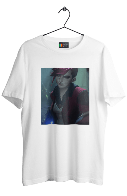 Футболка чоловіча з принтом "Аркейн Вай". Arcane, art, caitlyn, draw, ekko, jinx, leagueoflegends, leagueoflegendsfanart, magic, oracle, sketch, vayne, vi, viktor, witchy, аркейн, вейн, віктор, джинкс, еко, ліга легенд, рунтера, хеймердінгер. Print Shop