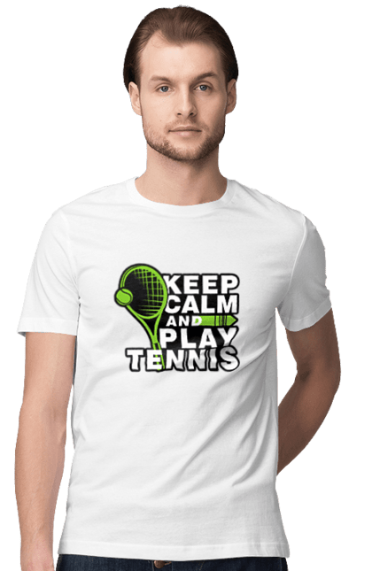 Футболка чоловіча з принтом "Keep Calm And Play Tennis". Keep calm, великий теніс, зберігай спокій, спорт, теніс, тенніс. futbolka.stylus.ua