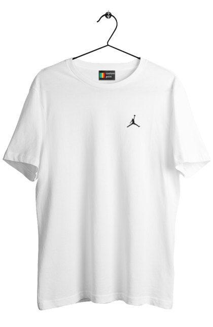 Акційна чоловіча футболка з принтом "Jordan чорний в куту". Jordan, баскетбол, кільце, м`яч. CustomPrint.market