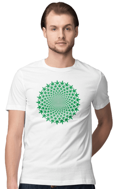 Футболка чоловіча з принтом "Конопля, Коло 3Д". Конопля, курити, трава. CustomPrint.market