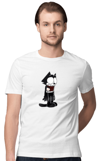 Футболка чоловіча з принтом "Кіт Фелікс". Cartoon, cat, comedy, felix, film, game, mascot. ART принт на футболках