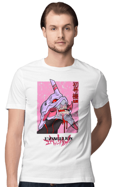 Футболка чоловіча з принтом "Євангеліон". Neon genesis evangelion, nerv, аніме, єва, євангеліон, манга, серіал. CustomPrint.market