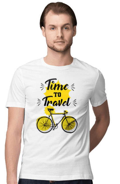 Футболка чоловіча з принтом "Час Подорожей, Велосипед". Велосипед, подорожувати, час. KRUTO.  Магазин популярних футболок