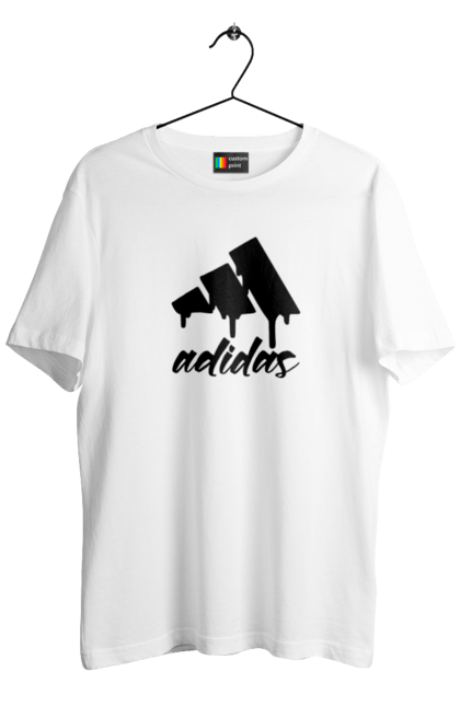 Футболка чоловіча з принтом "Адідас". Адідас, бренд, емблема, логотип, спортивний бренд, спортивний одяг, торгова марка. futbolka.stylus.ua