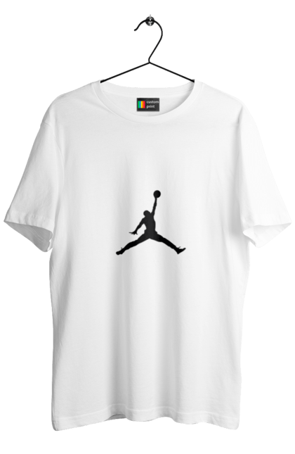 Акційна чоловіча футболка з принтом "Jordan чорний". Jordan, баскетбол, кільце, м`яч. CustomPrint.market