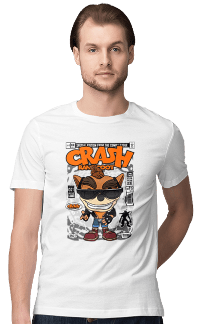Футболка чоловіча з принтом "Crash Bandicoot". Аварія, бандикут, гра, ігрова приставка, краш бандікут, тварина. Funkotee