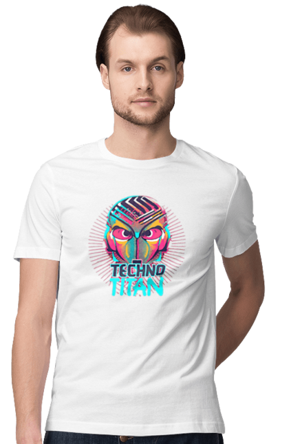 Футболка чоловіча з принтом "Techno Titan (ver 2)". Диджей, клуб, музика, стиль, техно. CustomPrint.market