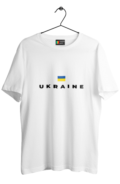 Акційна чоловіча футболка з принтом "Ukraine чорний". Прапор, україна, чорний. CustomPrint.market
