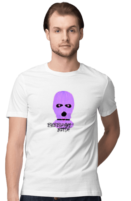 Футболка чоловіча з принтом "Bubblegum Bitch Purple". Bitch, графіті, маска, напис, реп. CustomPrint.market