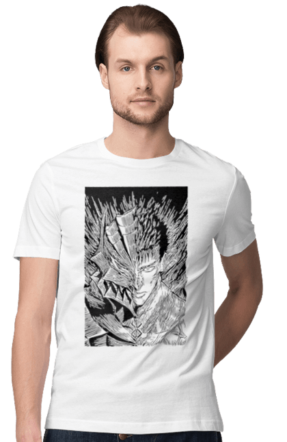 Футболка чоловіча з принтом "Берсерк". Anime, berserk, аниме, банда яструба, берсерк, гатс, гриффит, манга, міура кентаро. CustomPrint.market