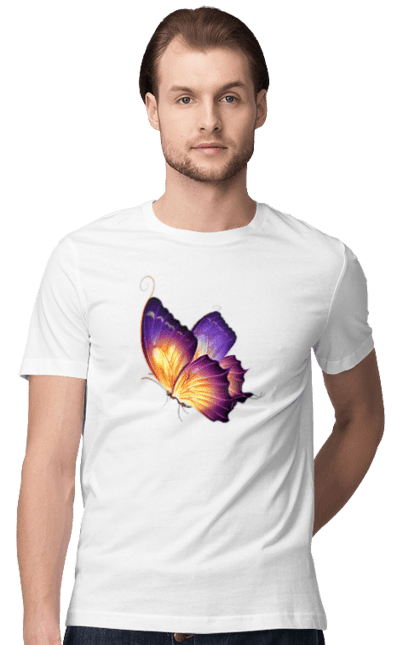 Футболка чоловіча з принтом "Фіолетовий метелик". Метелик, фіолетова метелик. CustomPrint.market