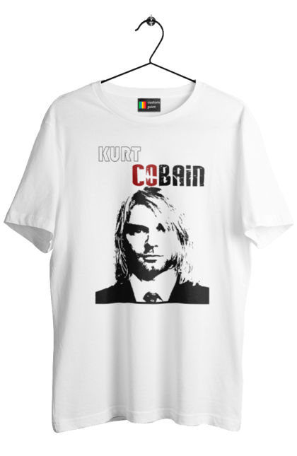Футболка чоловіча з принтом "Курт Кобейн". Cobain, kurt, kurt cobain, nirvana, гурт, кобейн, курт, курт кобейн, музика, нірвана, рок. CustomPrint.market