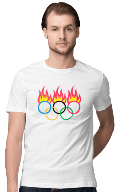 Футболка чоловіча з принтом "Олімпійські Ігри Вогонь". Вогонь, олімпійські ігри. CustomPrint.market