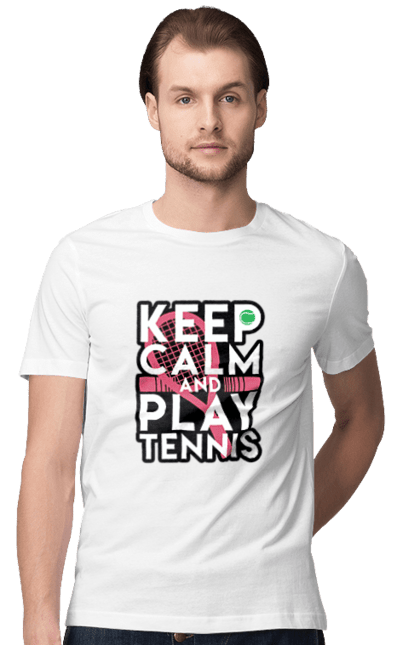 Футболка чоловіча з принтом "Keep Calm and Play Tennis рожевий". Keep calm, великий теніс, зберігай спокій, спорт, спортивна, теніс. futbolka.stylus.ua